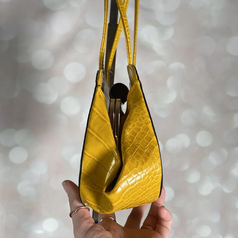 Yellow Faux Leather Handbag - Picture 4 of 9